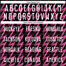 Load image into Gallery viewer, Custom Black White-Pink Zigzag Shape Sublimation Soccer Uniform Jersey
