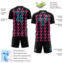 Load image into Gallery viewer, Custom Black Teal-Pink Zigzag Shape Sublimation Soccer Uniform Jersey
