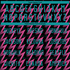 Custom Black Teal-Pink Zigzag Shape Sublimation Soccer Uniform Jersey