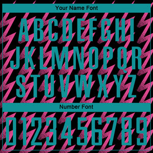 Custom Black Teal-Pink Zigzag Shape Sublimation Soccer Uniform Jersey