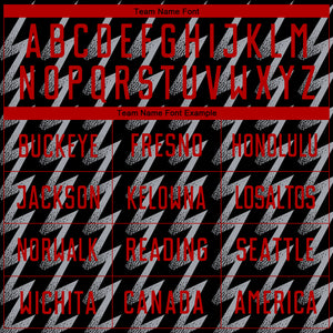 Custom Black Red-Gray Zigzag Shape Sublimation Soccer Uniform Jersey