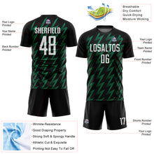 Load image into Gallery viewer, Custom Black White-Kelly Green Zigzag Shape Sublimation Soccer Uniform Jersey
