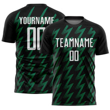 Load image into Gallery viewer, Custom Black White-Kelly Green Zigzag Shape Sublimation Soccer Uniform Jersey
