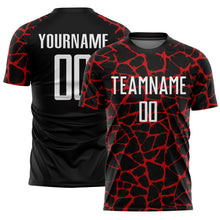 Load image into Gallery viewer, Custom Black White-Red Abstract Network Splash Sublimation Soccer Uniform Jersey
