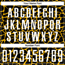 Load image into Gallery viewer, Custom Black White-Gold Abstract Network Splash Sublimation Soccer Uniform Jersey
