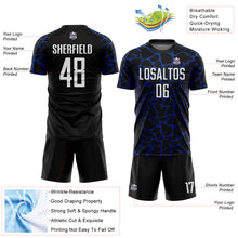 Load image into Gallery viewer, Custom Black White-Royal Abstract Network Splash Sublimation Soccer Uniform Jersey
