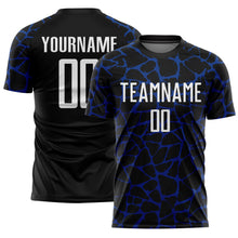 Load image into Gallery viewer, Custom Black White-Royal Abstract Network Splash Sublimation Soccer Uniform Jersey
