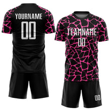 Load image into Gallery viewer, Custom Black White-Pink Abstract Network Splash Sublimation Soccer Uniform Jersey
