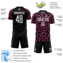 Load image into Gallery viewer, Custom Black White-Pink Abstract Network Splash Sublimation Soccer Uniform Jersey
