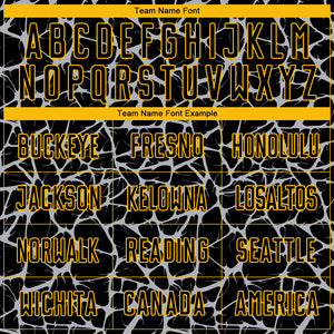 Custom Black Gray-Gold Abstract Network Splash Sublimation Soccer Uniform Jersey
