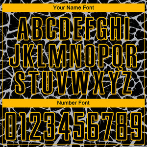 Custom Black Gray-Gold Abstract Network Splash Sublimation Soccer Uniform Jersey