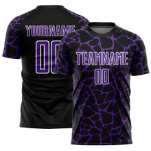 Load image into Gallery viewer, Custom Black Purple-White Abstract Network Splash Sublimation Soccer Uniform Jersey
