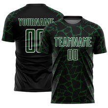 Load image into Gallery viewer, Custom Black Green-White Abstract Network Splash Sublimation Soccer Uniform Jersey
