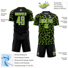 Load image into Gallery viewer, Custom Black Neon Green-White Abstract Network Splash Sublimation Soccer Uniform Jersey

