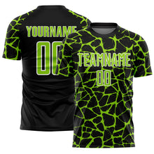 Load image into Gallery viewer, Custom Black Neon Green-White Abstract Network Splash Sublimation Soccer Uniform Jersey

