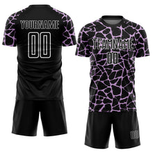 Load image into Gallery viewer, Custom Black Light Purple-White Abstract Network Splash Sublimation Soccer Uniform Jersey
