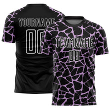 Load image into Gallery viewer, Custom Black Light Purple-White Abstract Network Splash Sublimation Soccer Uniform Jersey
