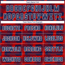 Load image into Gallery viewer, Custom Red Navy-White Line Sublimation Soccer Uniform Jersey
