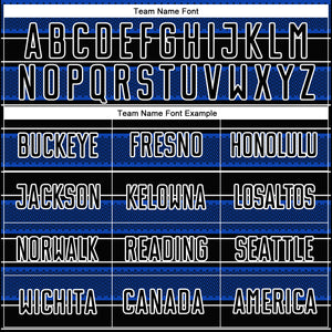Custom Black Thunder Blue-White Geometric Shapes And Line Sublimation Soccer Uniform Jersey