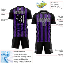 Load image into Gallery viewer, Custom Black Purple-White Line Sublimation Soccer Uniform Jersey
