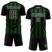 Load image into Gallery viewer, Custom Black Green-White Line Sublimation Soccer Uniform Jersey
