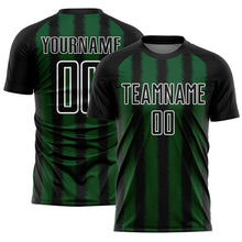 Load image into Gallery viewer, Custom Black Green-White Line Sublimation Soccer Uniform Jersey
