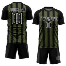 Load image into Gallery viewer, Custom Black Olive-White Line Sublimation Soccer Uniform Jersey
