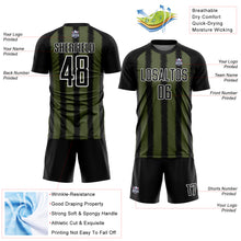 Load image into Gallery viewer, Custom Black Olive-White Line Sublimation Soccer Uniform Jersey
