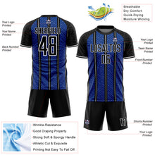 Load image into Gallery viewer, Custom Black Royal-White Line Sublimation Soccer Uniform Jersey
