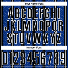 Load image into Gallery viewer, Custom Black Royal-White Line Sublimation Soccer Uniform Jersey
