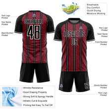 Load image into Gallery viewer, Custom Black Crimson-White Line Sublimation Soccer Uniform Jersey
