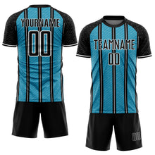 Load image into Gallery viewer, Custom Black Panther Blue-White Line Sublimation Soccer Uniform Jersey
