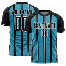Load image into Gallery viewer, Custom Black Panther Blue-White Line Sublimation Soccer Uniform Jersey
