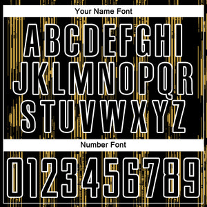 Custom Black Old Gold-White Line Sublimation Soccer Uniform Jersey