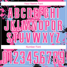 Load image into Gallery viewer, Custom Black Pink-Light Blue Spalsh Sublimation Soccer Uniform Jersey
