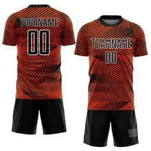 Load image into Gallery viewer, Custom Orange Black-White Line Sublimation Soccer Uniform Jersey
