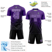 Load image into Gallery viewer, Custom Purple Black-White Abstract Fragment Art Sublimation Soccer Uniform Jersey
