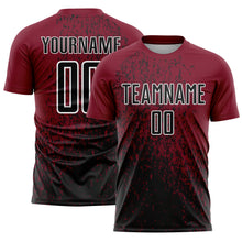 Load image into Gallery viewer, Custom Crimson Black-White Abstract Fragment Art Sublimation Soccer Uniform Jersey
