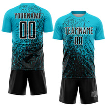 Load image into Gallery viewer, Custom Lakes Blue Black-White Abstract Fragment Art Sublimation Soccer Uniform Jersey
