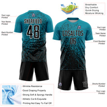 Load image into Gallery viewer, Custom Teal Black-White Abstract Fragment Art Sublimation Soccer Uniform Jersey
