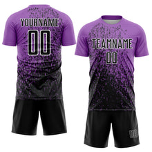 Load image into Gallery viewer, Custom Medium Purple Black-White Abstract Fragment Art Sublimation Soccer Uniform Jersey
