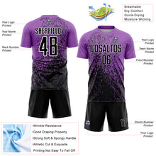 Load image into Gallery viewer, Custom Medium Purple Black-White Abstract Fragment Art Sublimation Soccer Uniform Jersey

