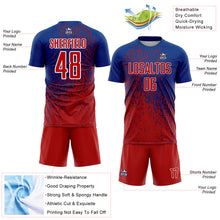 Load image into Gallery viewer, Custom Royal Red-White Abstract Fragment Art Sublimation Soccer Uniform Jersey
