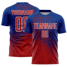 Load image into Gallery viewer, Custom Royal Red-White Abstract Fragment Art Sublimation Soccer Uniform Jersey
