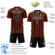Load image into Gallery viewer, Custom Black Orange-White Geometric Shape Sublimation Soccer Uniform Jersey
