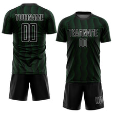 Load image into Gallery viewer, Custom Black Green-White Geometric Shape Sublimation Soccer Uniform Jersey
