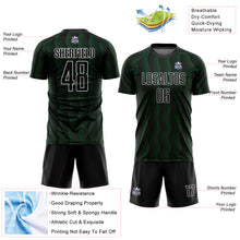 Load image into Gallery viewer, Custom Black Green-White Geometric Shape Sublimation Soccer Uniform Jersey
