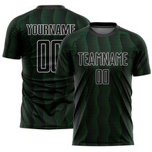 Load image into Gallery viewer, Custom Black Green-White Geometric Shape Sublimation Soccer Uniform Jersey
