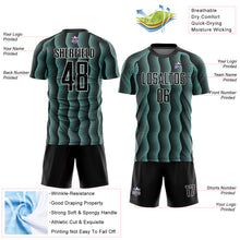 Load image into Gallery viewer, Custom Black Ice Blue-White Geometric Shape Sublimation Soccer Uniform Jersey

