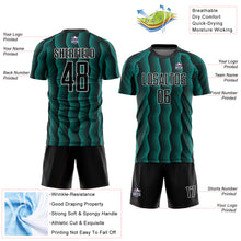 Load image into Gallery viewer, Custom Black Aqua-White Geometric Shape Sublimation Soccer Uniform Jersey
